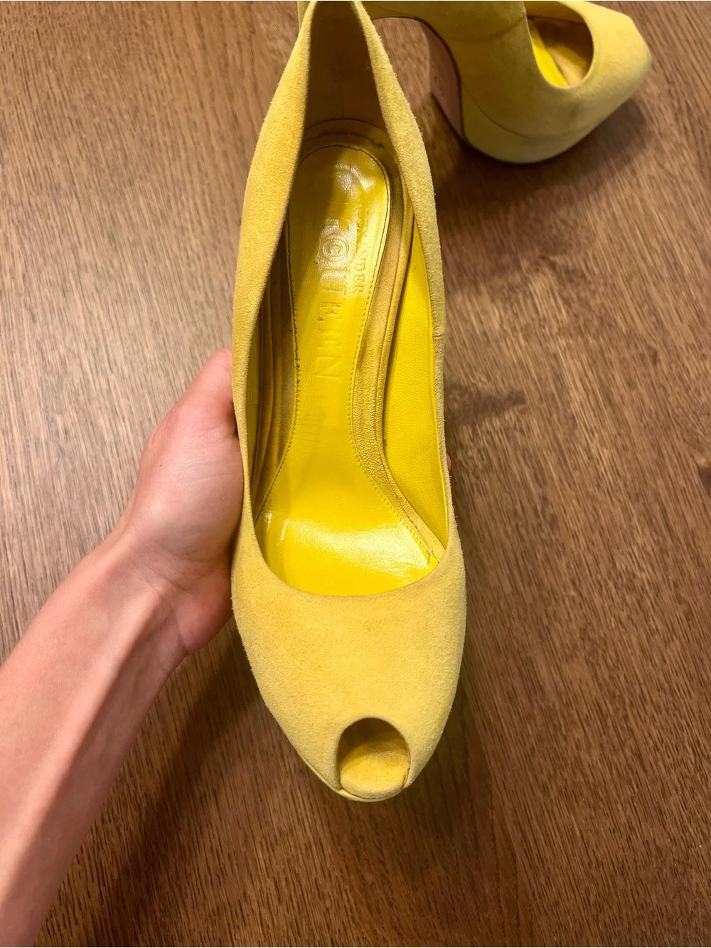 Alexander McQueen Yellow Suede Platform Pump